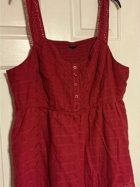 torrid Red Eyelet-Trim Button Front Camisole Dress